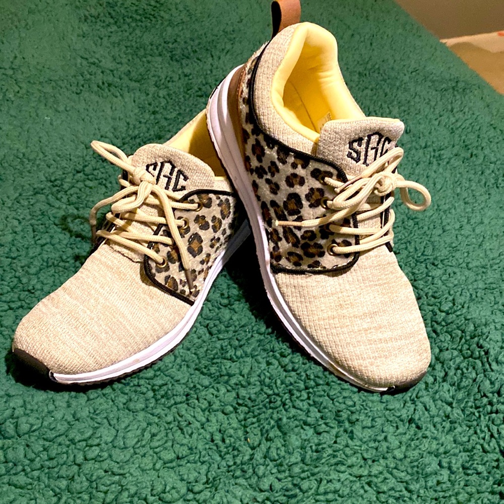 Marley Lilly Leopard Print tennis shoes with SCG monogram